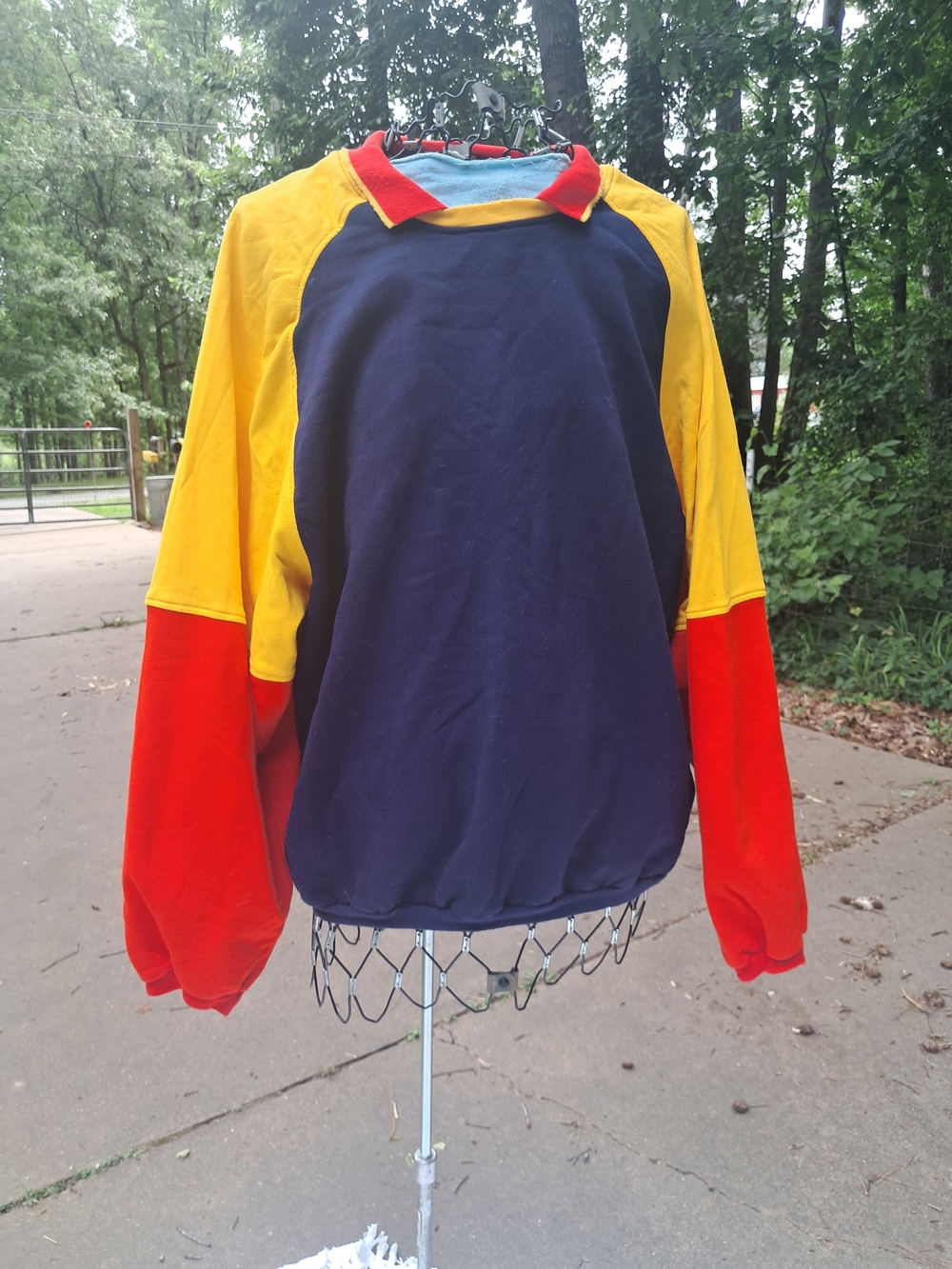 90s Colorblock Navy, Yellow & Red Sweatshirt